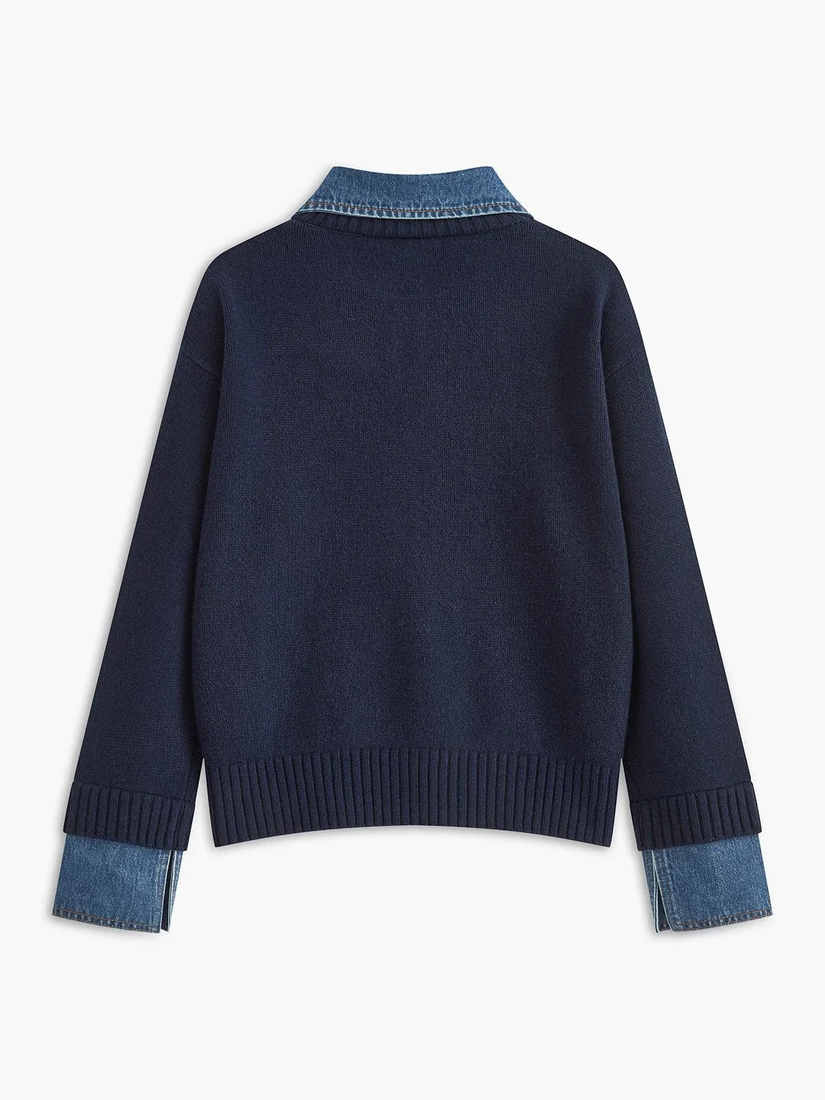 Women's Polo Sweater | Denim Collar Knit Snap Button