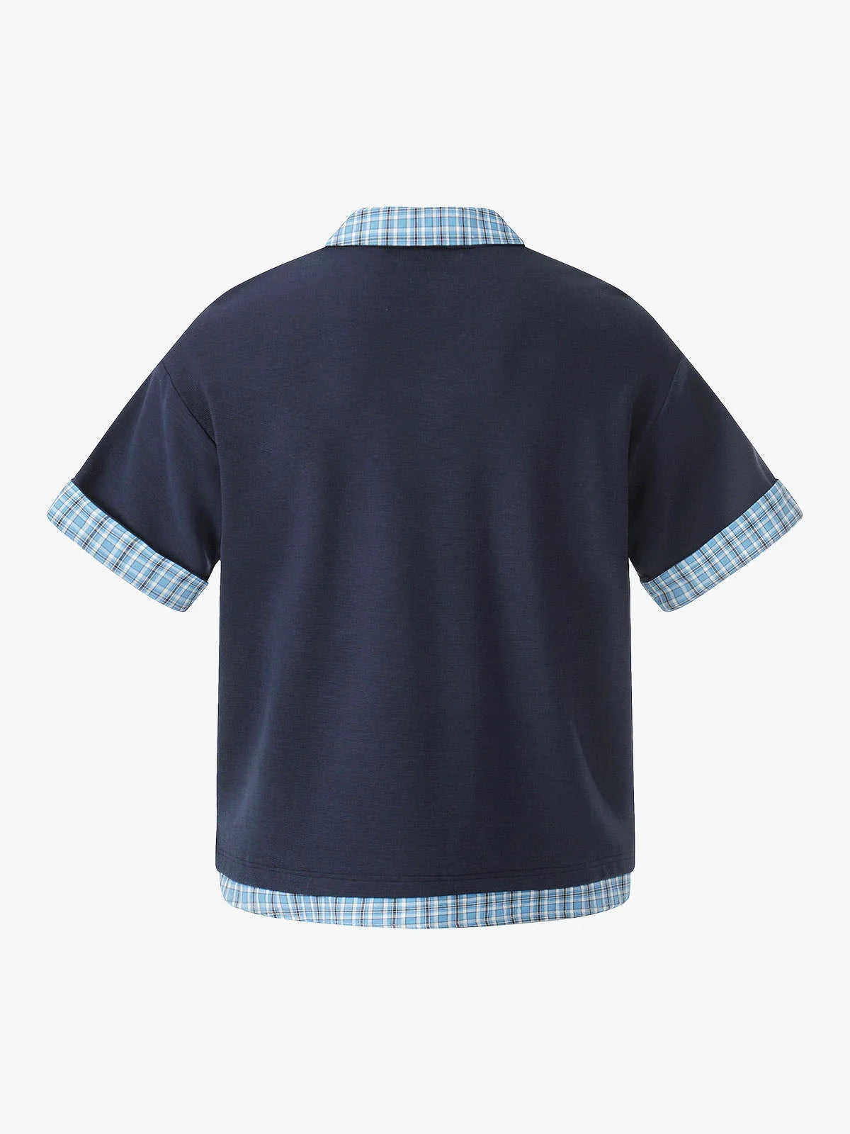 Polo T Shirt - Plaid Contrast Collar Short Sleeve Women's