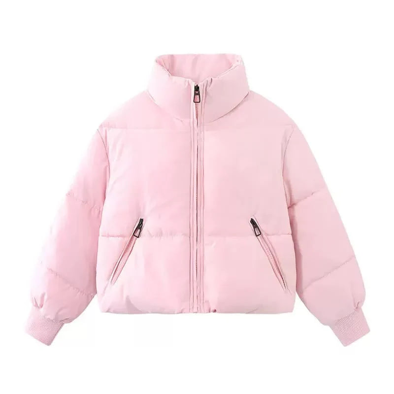 Women's Puffer Jacket | Cropped Oversized Ribbed Cuff