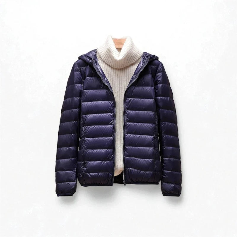 Women's Puffer Jacket | Hooded Lightweight Zip Front