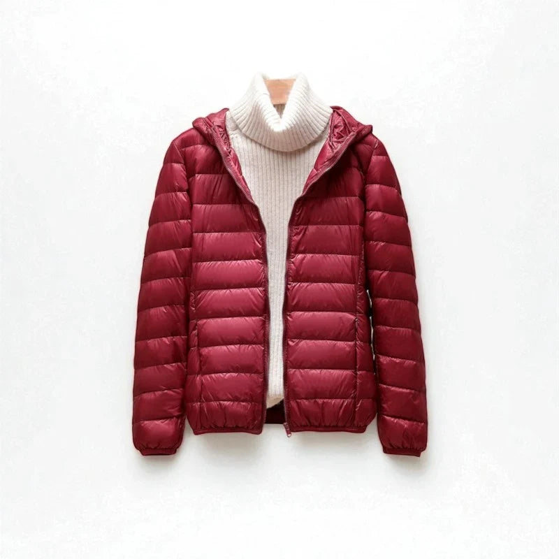 Women's Puffer Jacket | Hooded Lightweight Zip Front