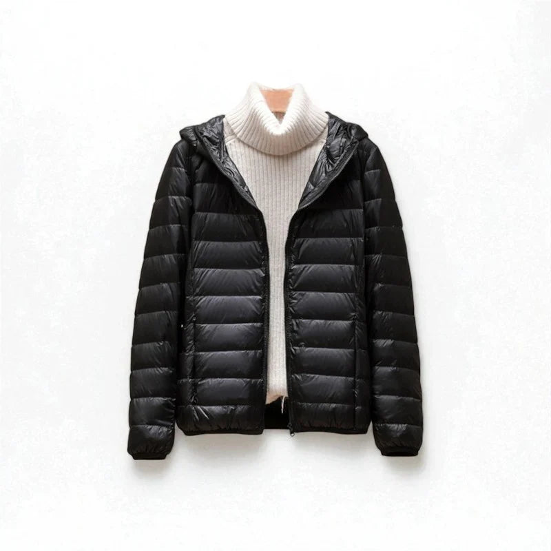 Women's Puffer Jacket | Hooded Lightweight Zip Front