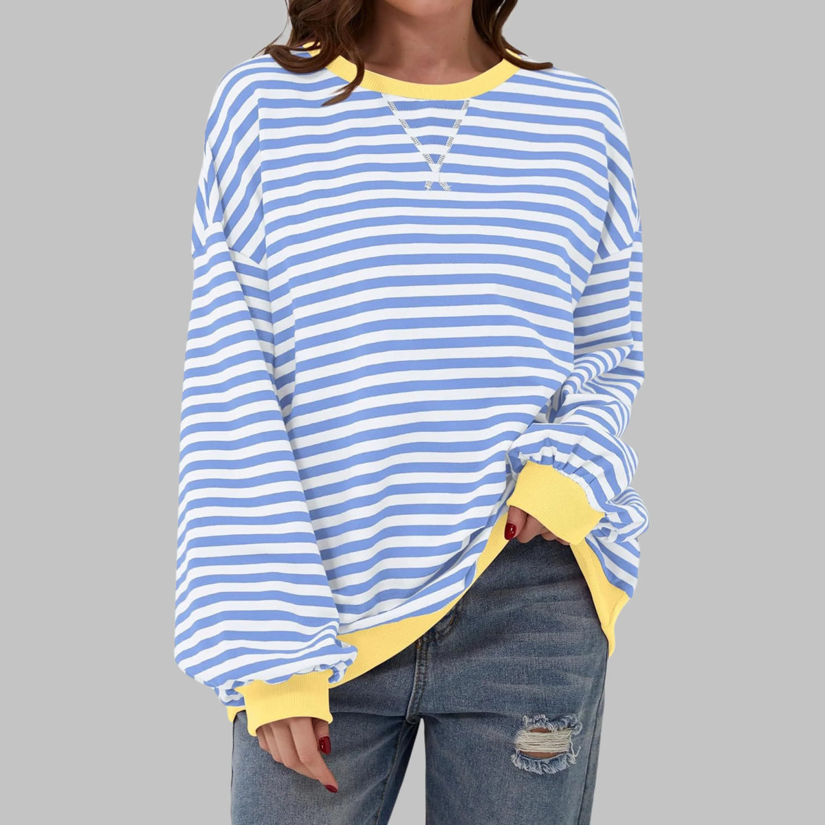 Women's Shirt | Striped Long Sleeve Round Neck