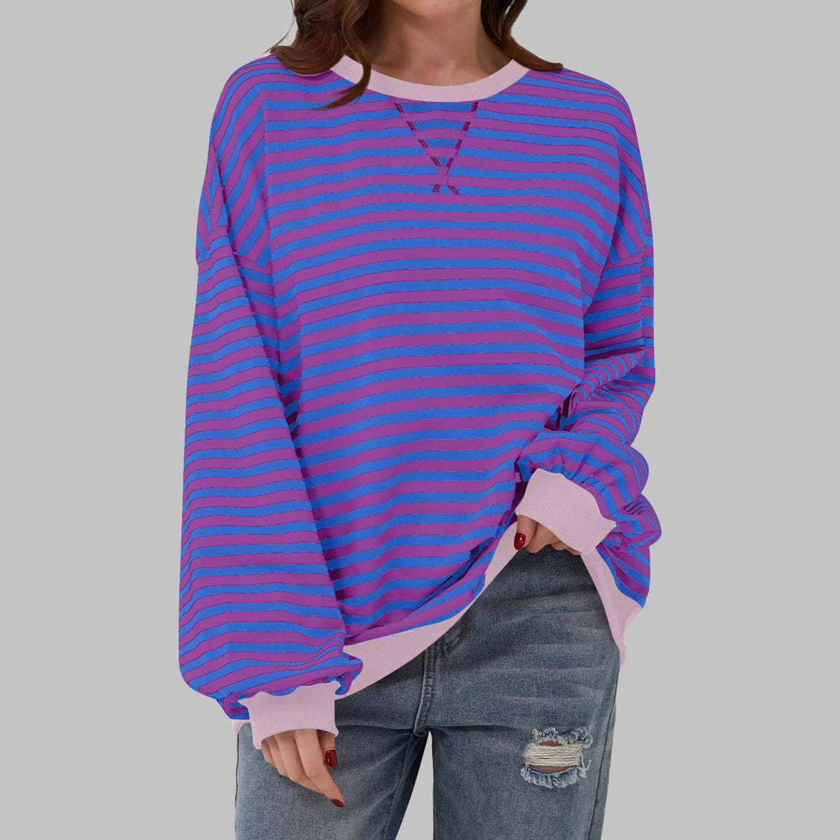 Women's Shirt | Striped Long Sleeve Round Neck