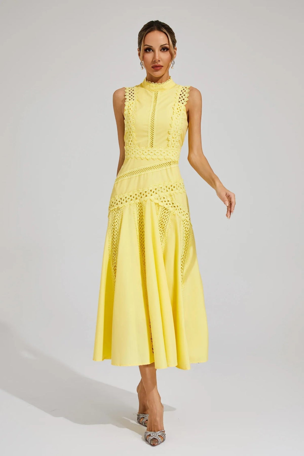 Women's Wedding Guest Midi Dress | Sleeveless Lace