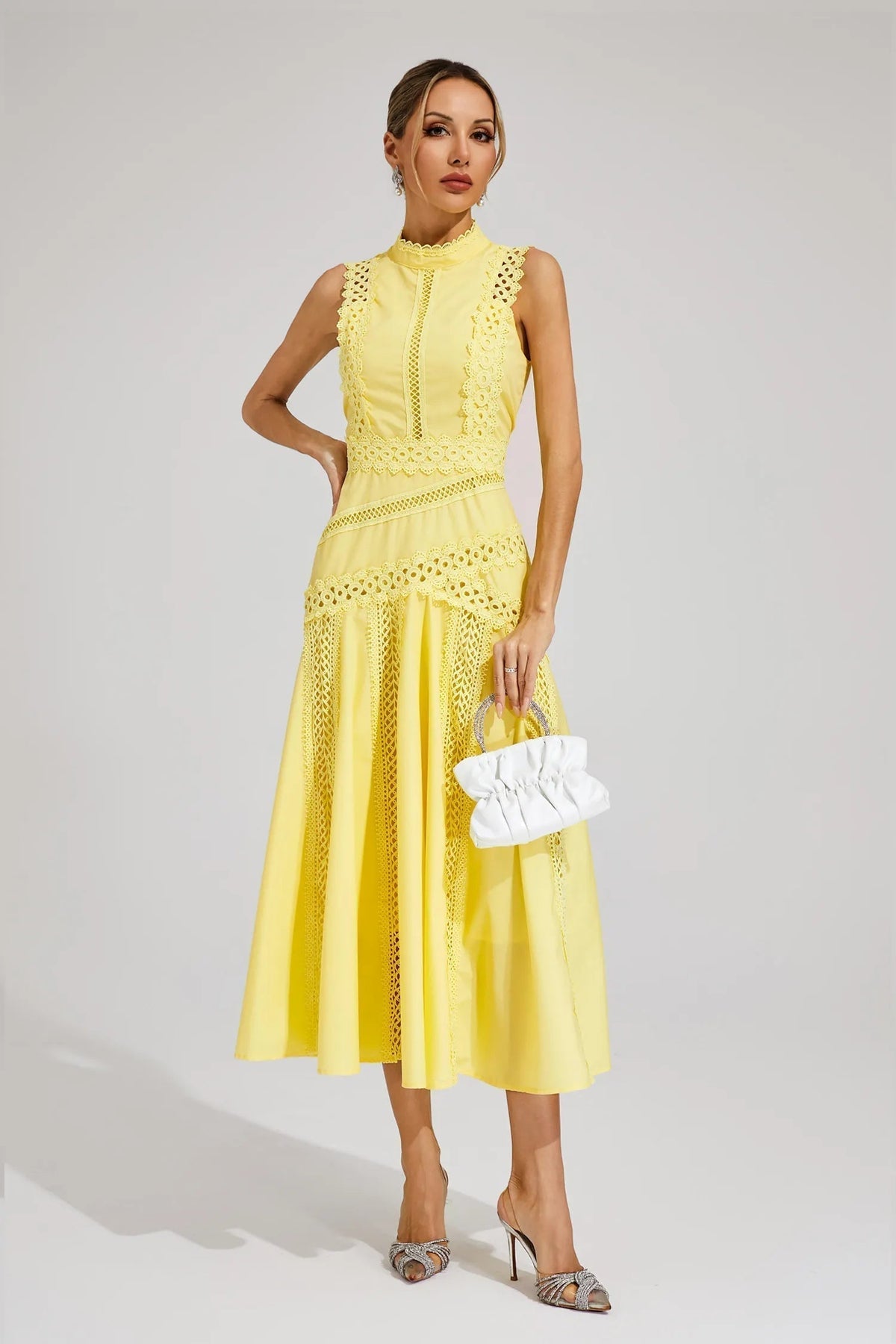 Women's Wedding Guest Midi Dress | Sleeveless Lace