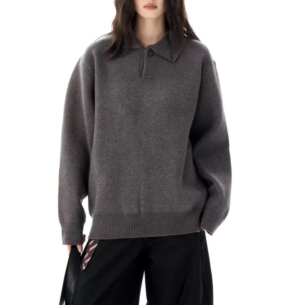Women's Sweater | Collared Long Sleeve Knit