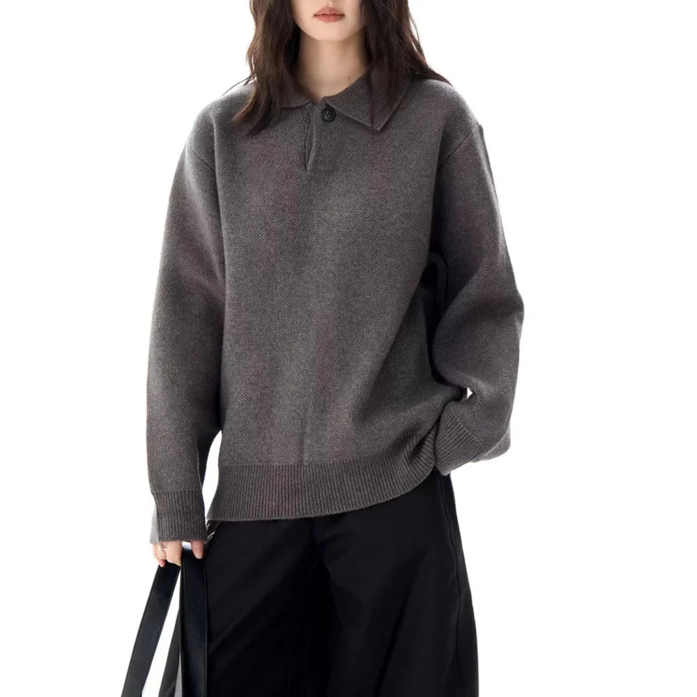 Women's Sweater | Collared Long Sleeve Knit