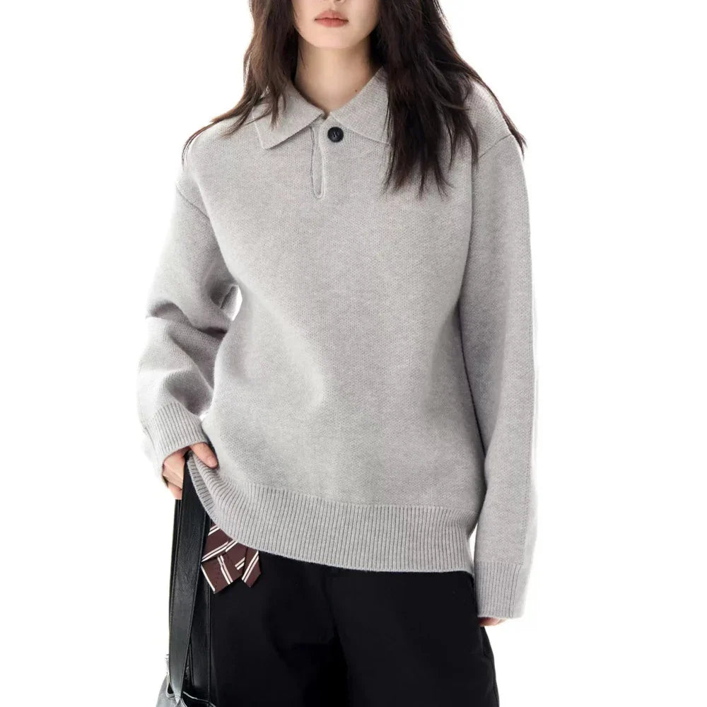 Women's Sweater | Collared Long Sleeve Knit