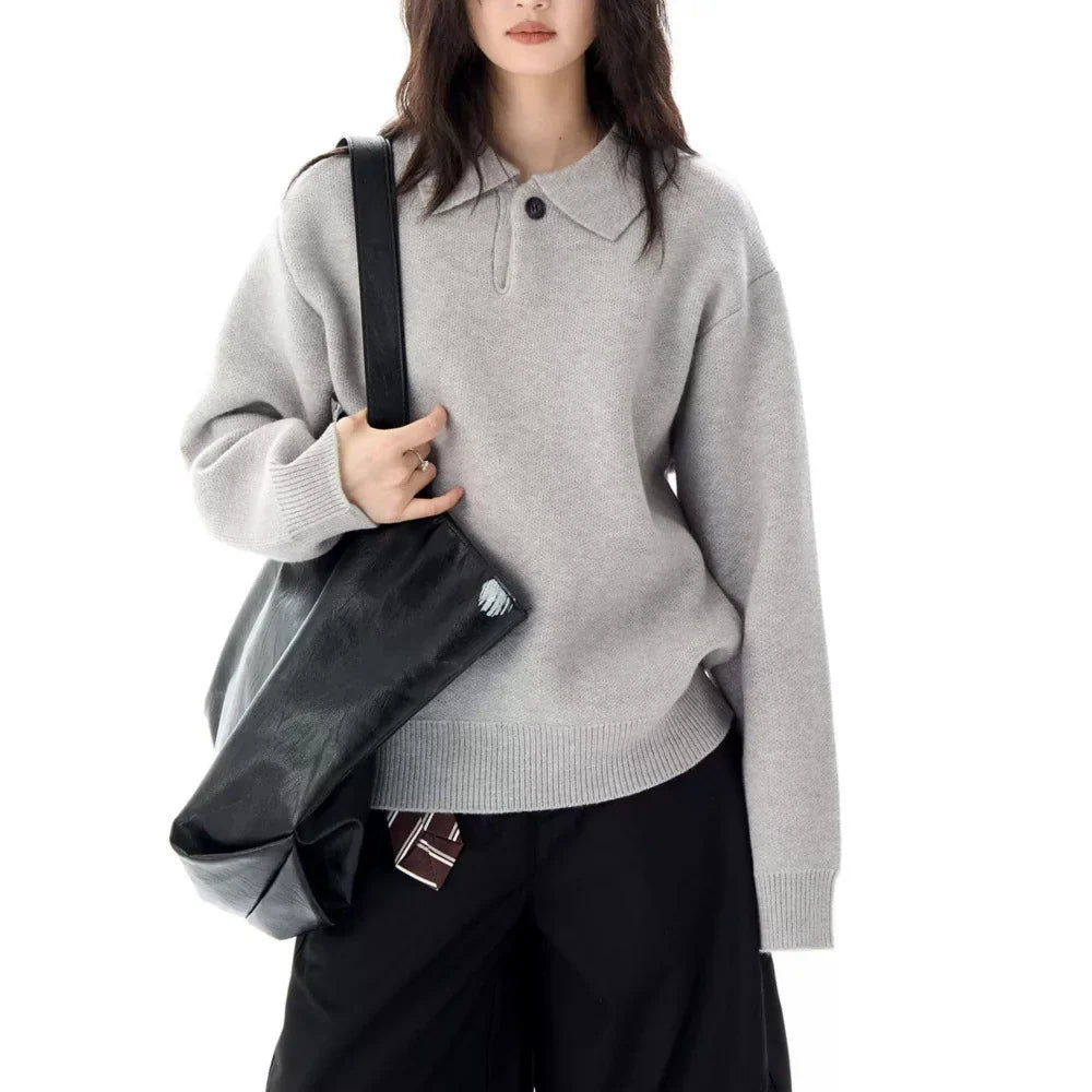 Women's Sweater | Collared Long Sleeve Knit