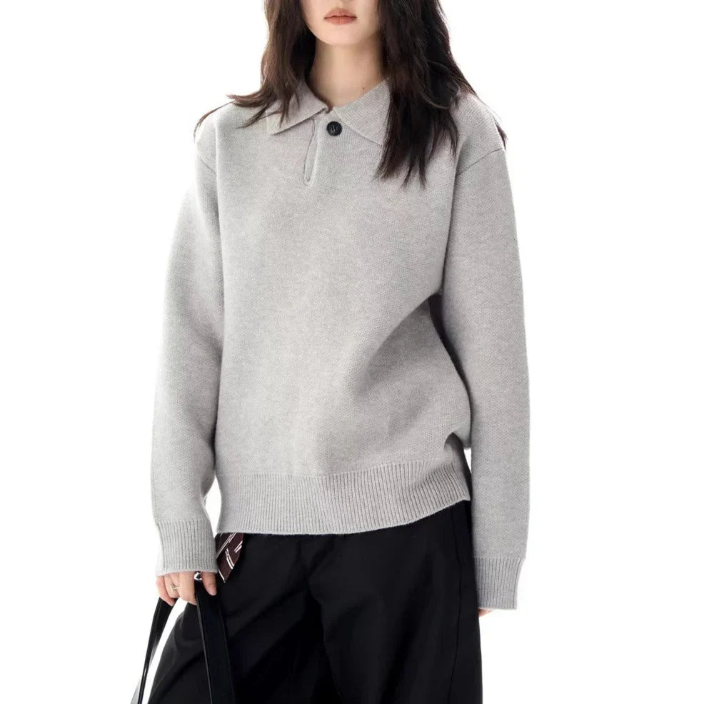 Women's Sweater | Collared Long Sleeve Knit