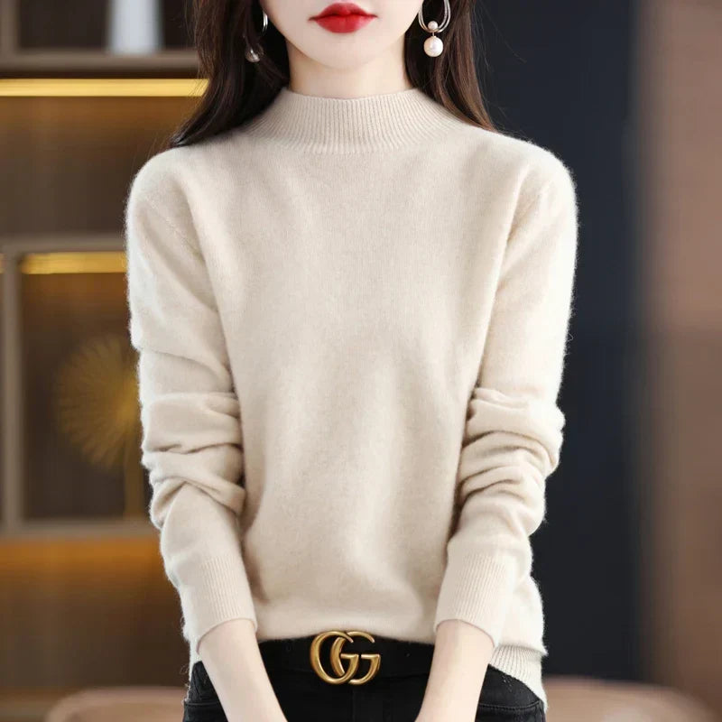 Women's Sweater | Mock Neck Knit Warm Long Sleeve