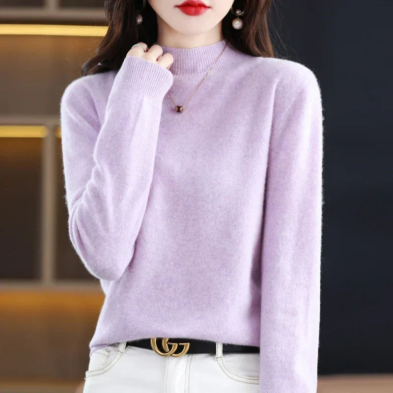 Women's Sweater | Mock Neck Knit Warm Long Sleeve