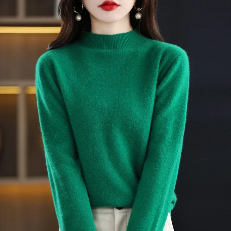 Women's Sweater | Mock Neck Knit Warm Long Sleeve