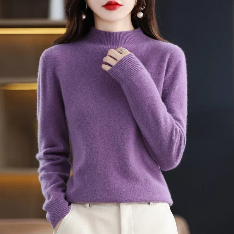 Women's Sweater | Mock Neck Knit Warm Long Sleeve