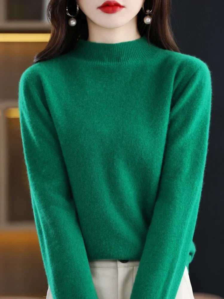Women's Sweater | Mock Neck Knit Warm Long Sleeve