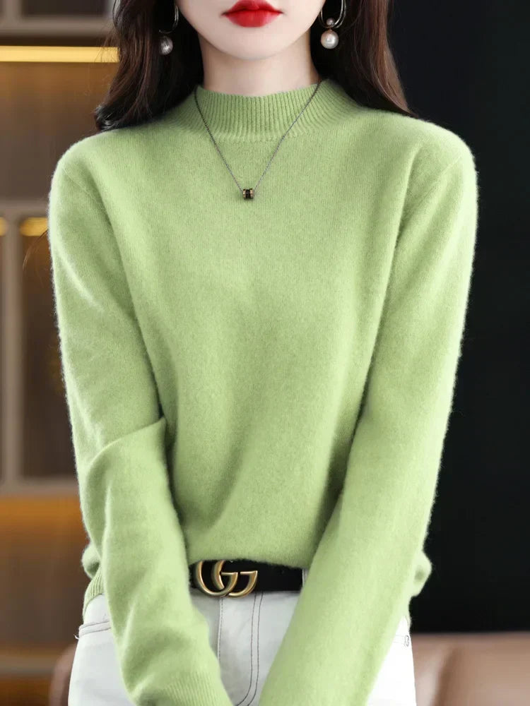 Women's Sweater | Mock Neck Knit Warm Long Sleeve