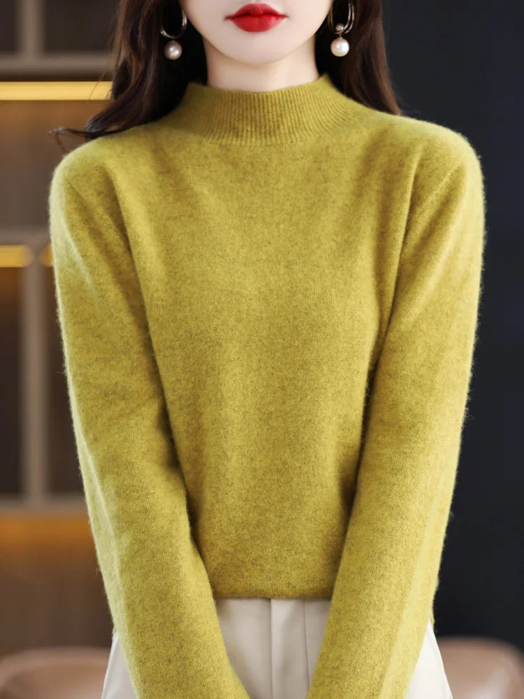 Women's Sweater | Mock Neck Knit Warm Long Sleeve