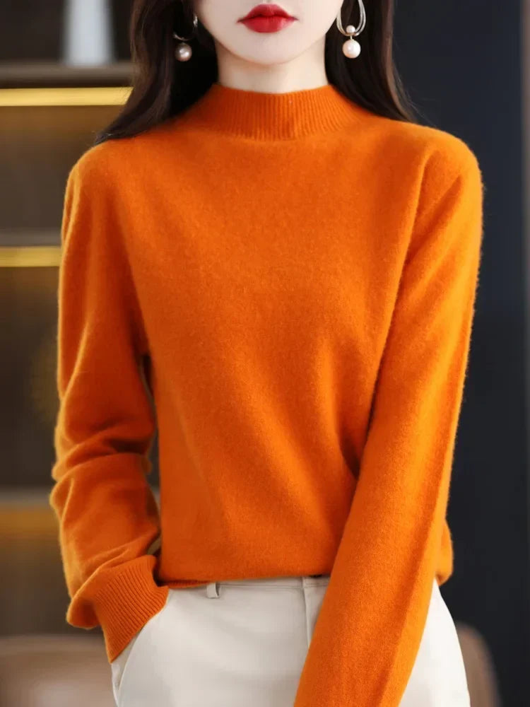 Women's Sweater | Mock Neck Knit Warm Long Sleeve