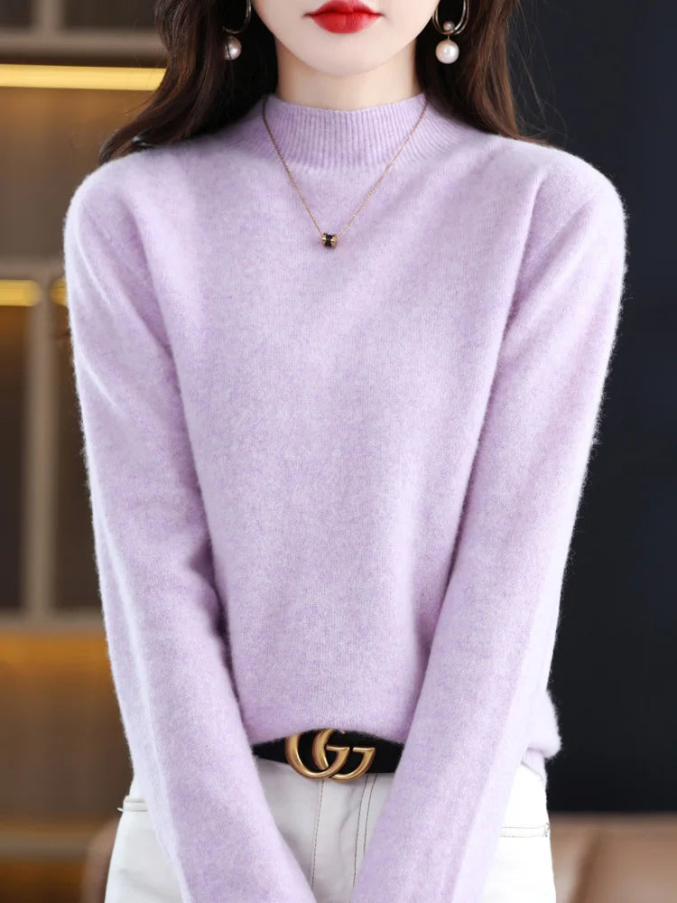 Women's Sweater | Mock Neck Knit Warm Long Sleeve