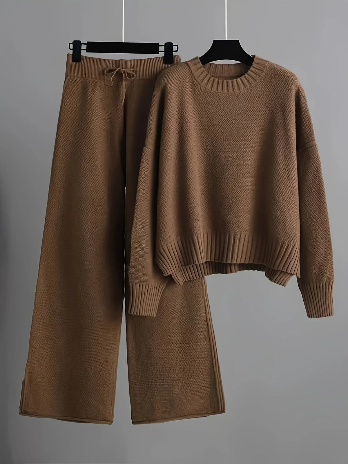 Knit Sweatpants Set - Pullover Wide Leg Women's 2 Piece