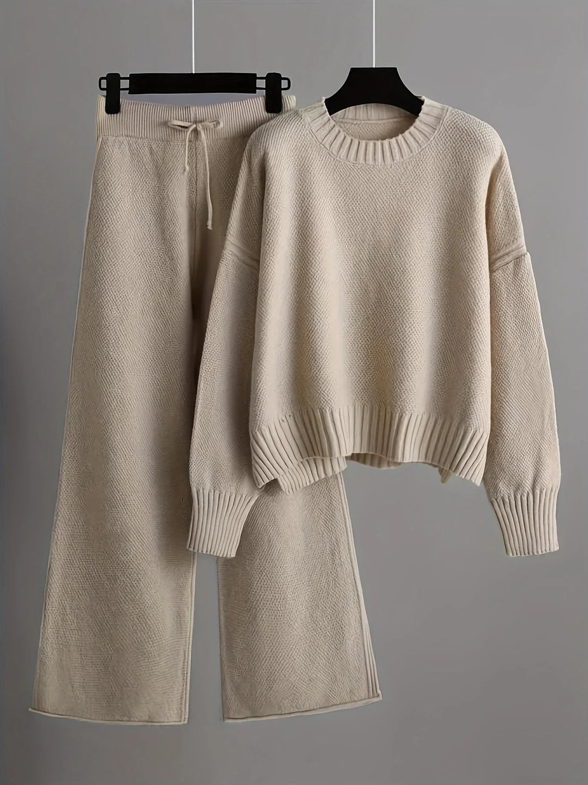 Knit Sweatpants Set - Pullover Wide Leg Women's 2 Piece