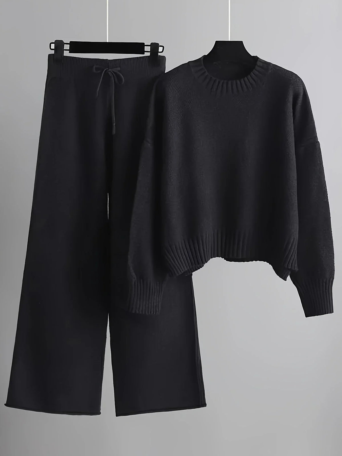 Knit Sweatpants Set - Pullover Wide Leg Women's 2 Piece