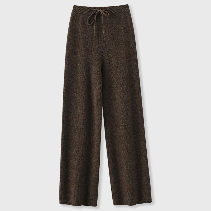 Women's Trousers | Ribbed Knit Wide-Leg Drawstring