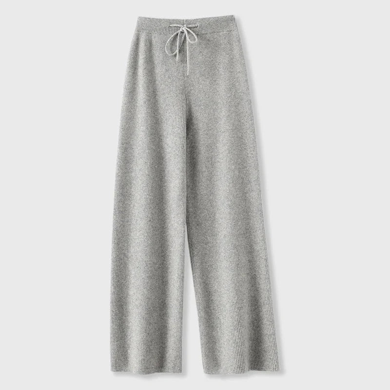 Women's Trousers | Ribbed Knit Wide-Leg Drawstring