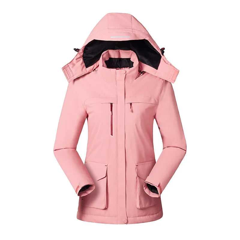 Women's Waterproof Jacket | Fleece Lined Hooded Long Sleeve