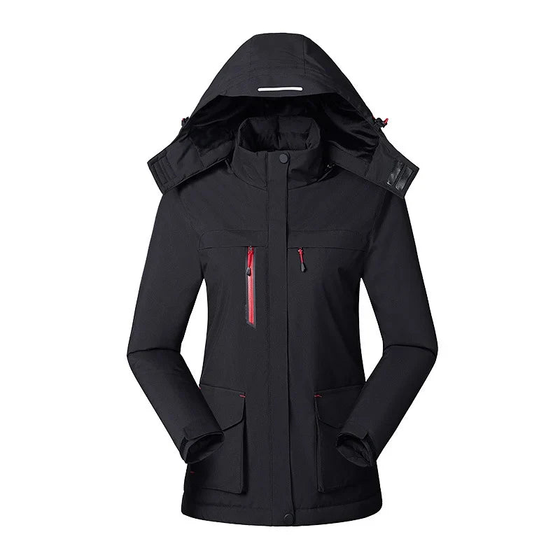 Women's Waterproof Jacket | Fleece Lined Hooded Long Sleeve