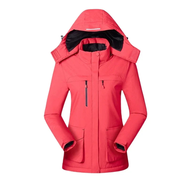 Women's Waterproof Jacket | Fleece Lined Hooded Long Sleeve