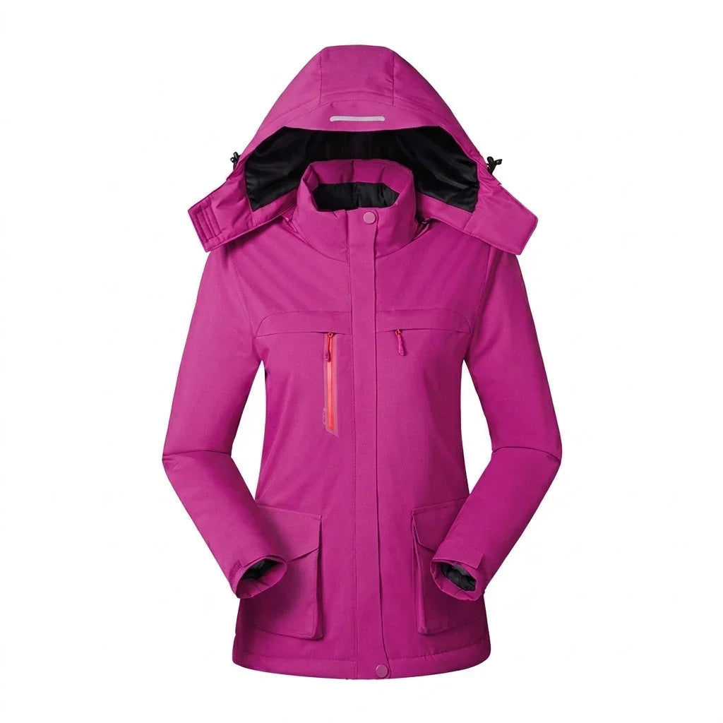 Women's Waterproof Jacket | Fleece Lined Hooded Long Sleeve