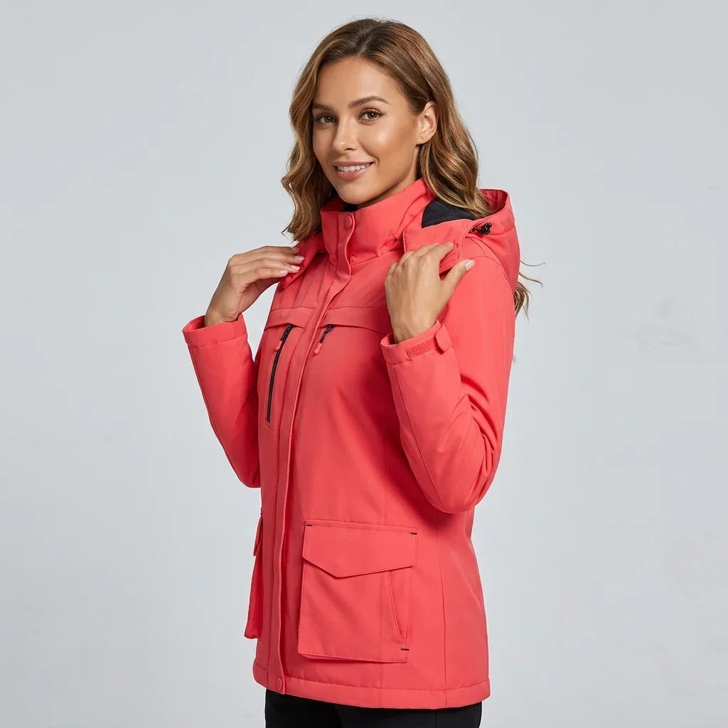 Women's Waterproof Jacket | Fleece Lined Hooded Long Sleeve