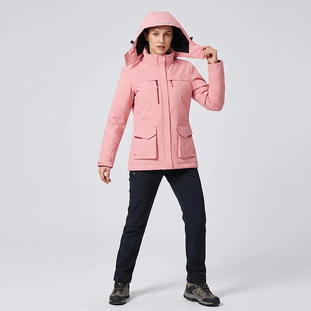Women's Waterproof Jacket | Fleece Lined Hooded Long Sleeve