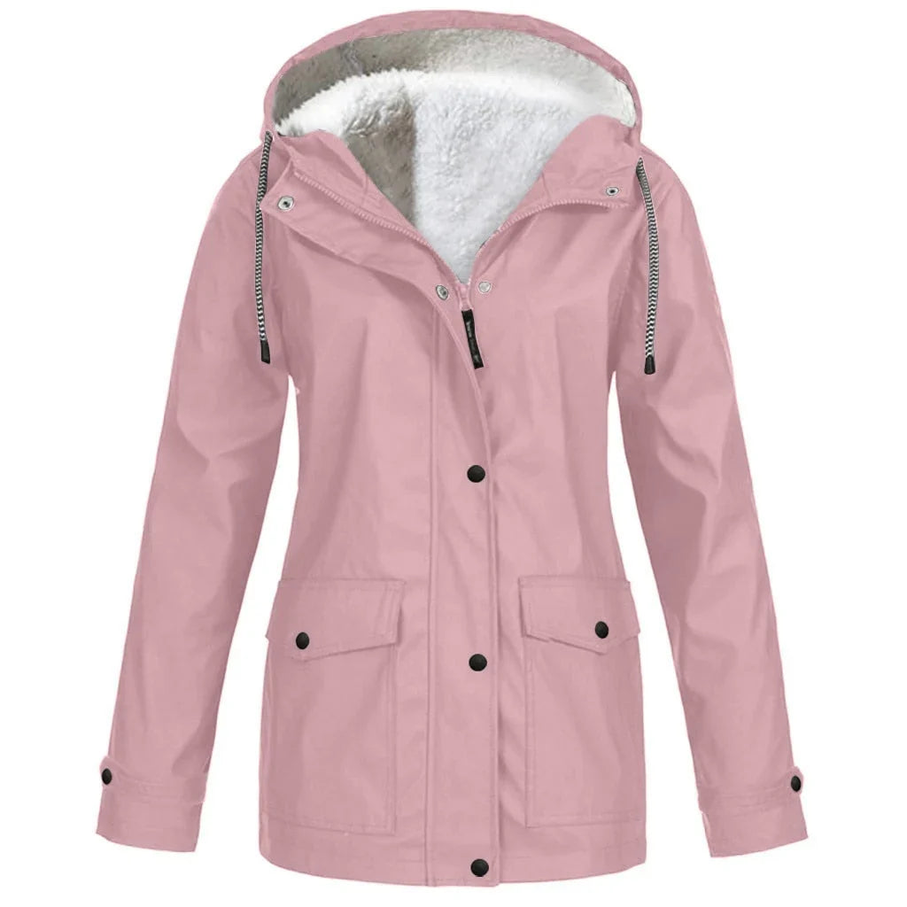 Sherpa Lined Jacket - Hooded Water Resistant Women's Jacket