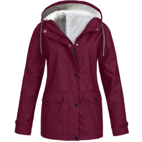 Sherpa Lined Jacket - Hooded Water Resistant Women's Jacket