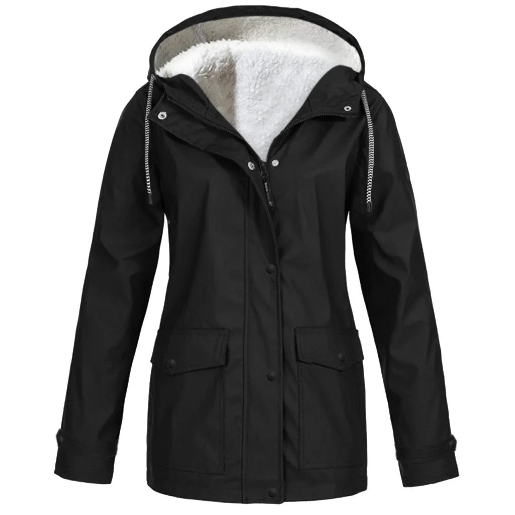 Sherpa Lined Jacket - Hooded Water Resistant Women's Jacket