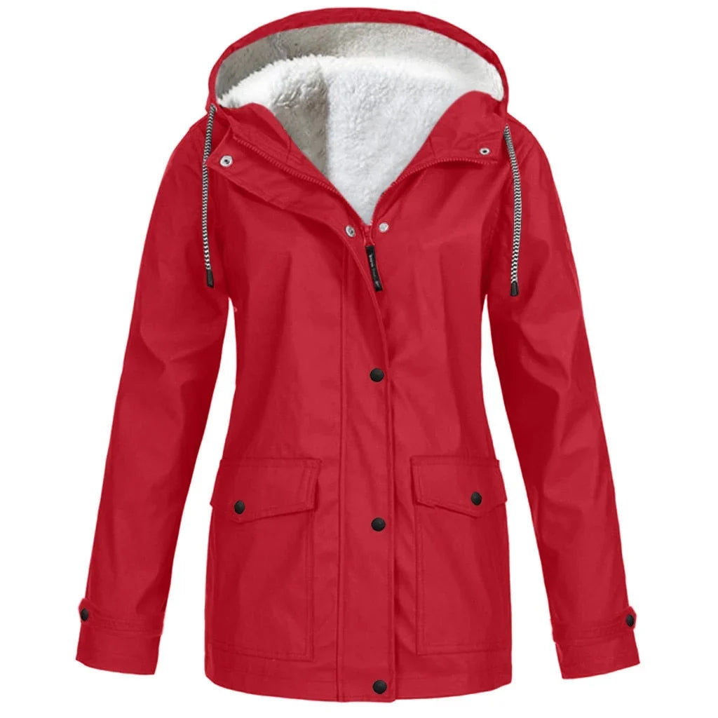 Sherpa Lined Jacket - Hooded Water Resistant Women's Jacket