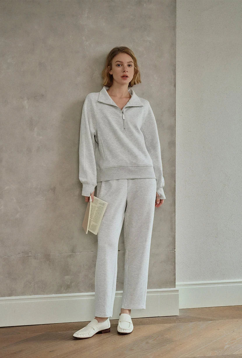 Women's White Pants | Cotton Blend Tapered Ankle Fit