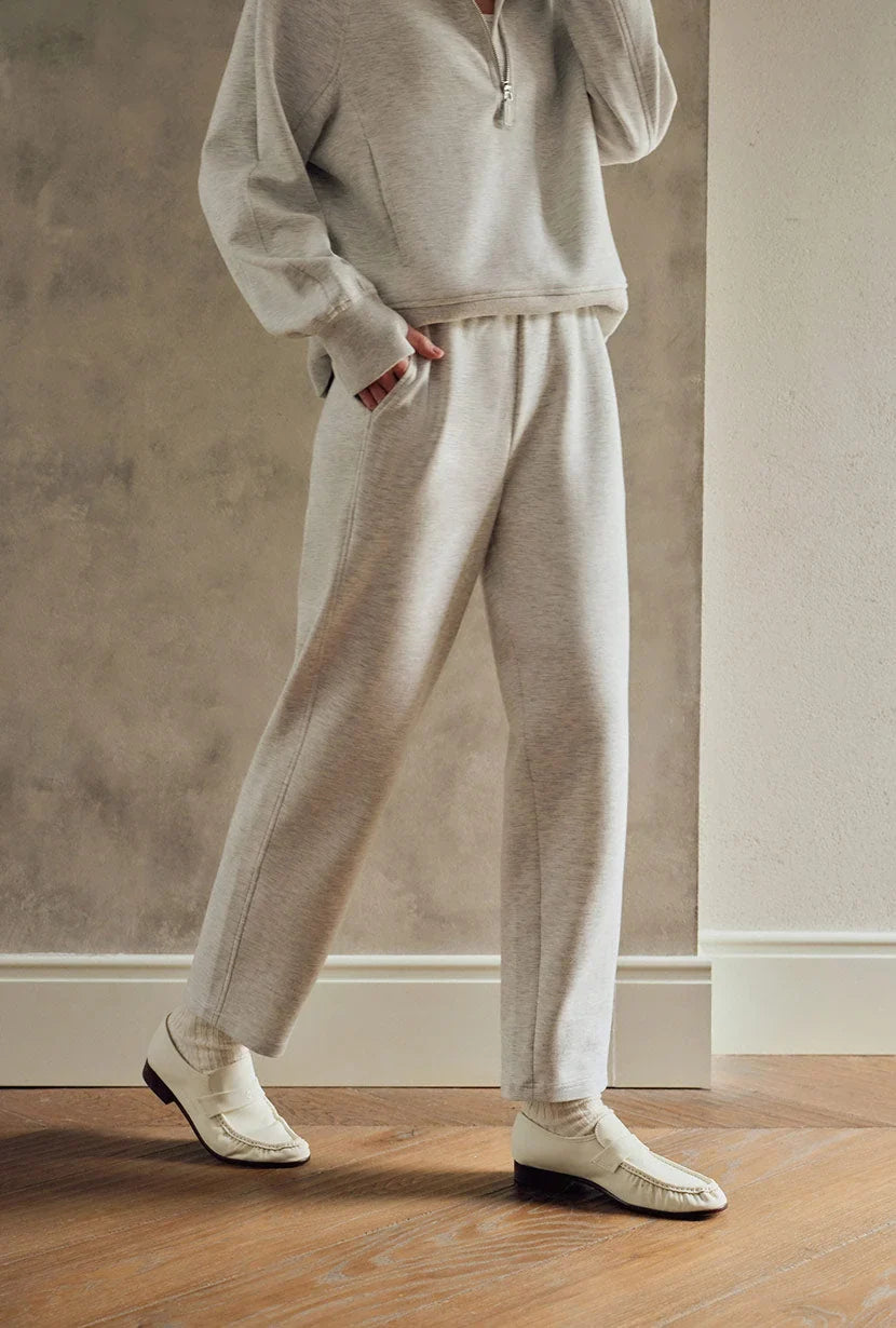 Women's White Pants | Cotton Blend Tapered Ankle Fit