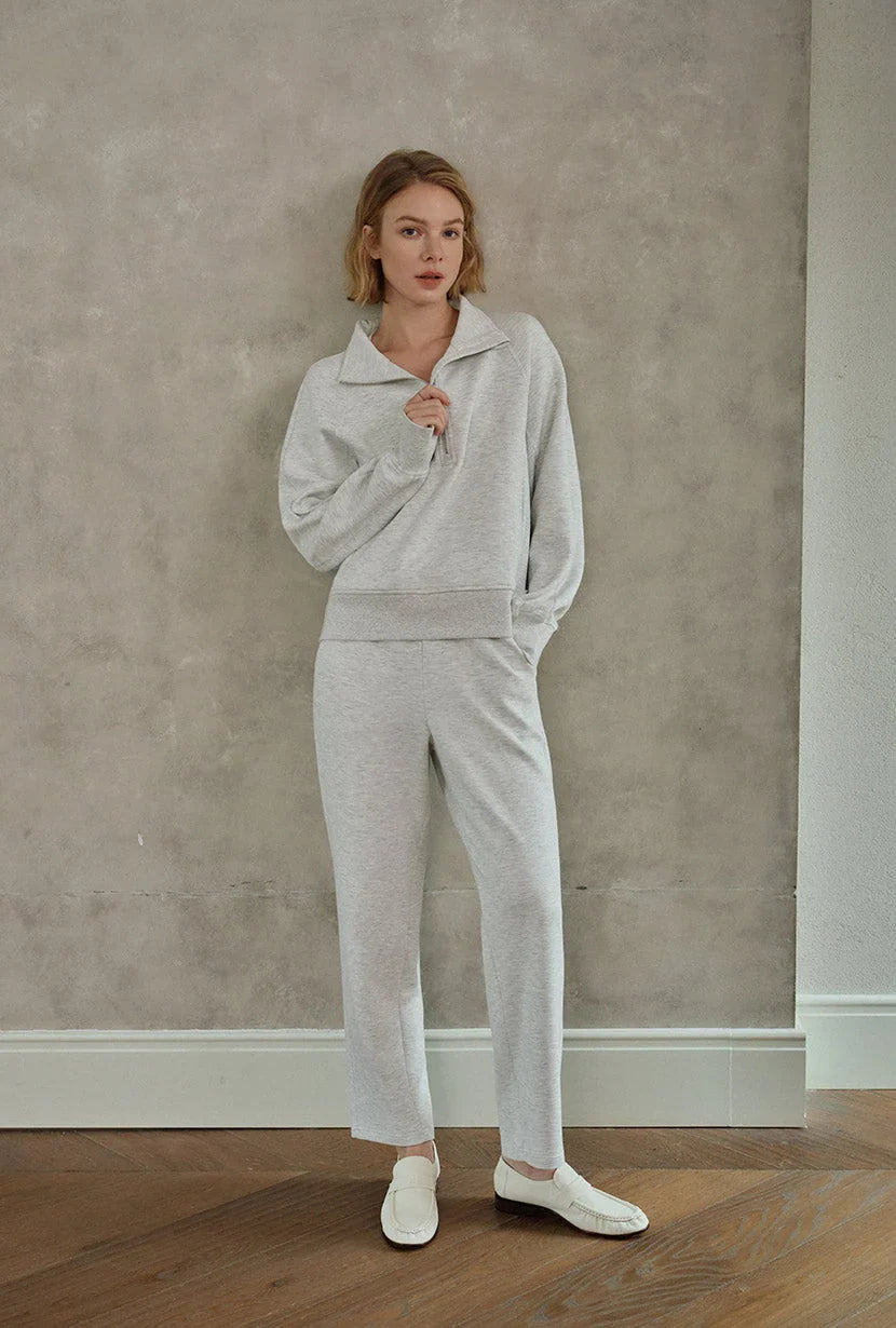 Women's White Pants | Cotton Blend Tapered Ankle Fit