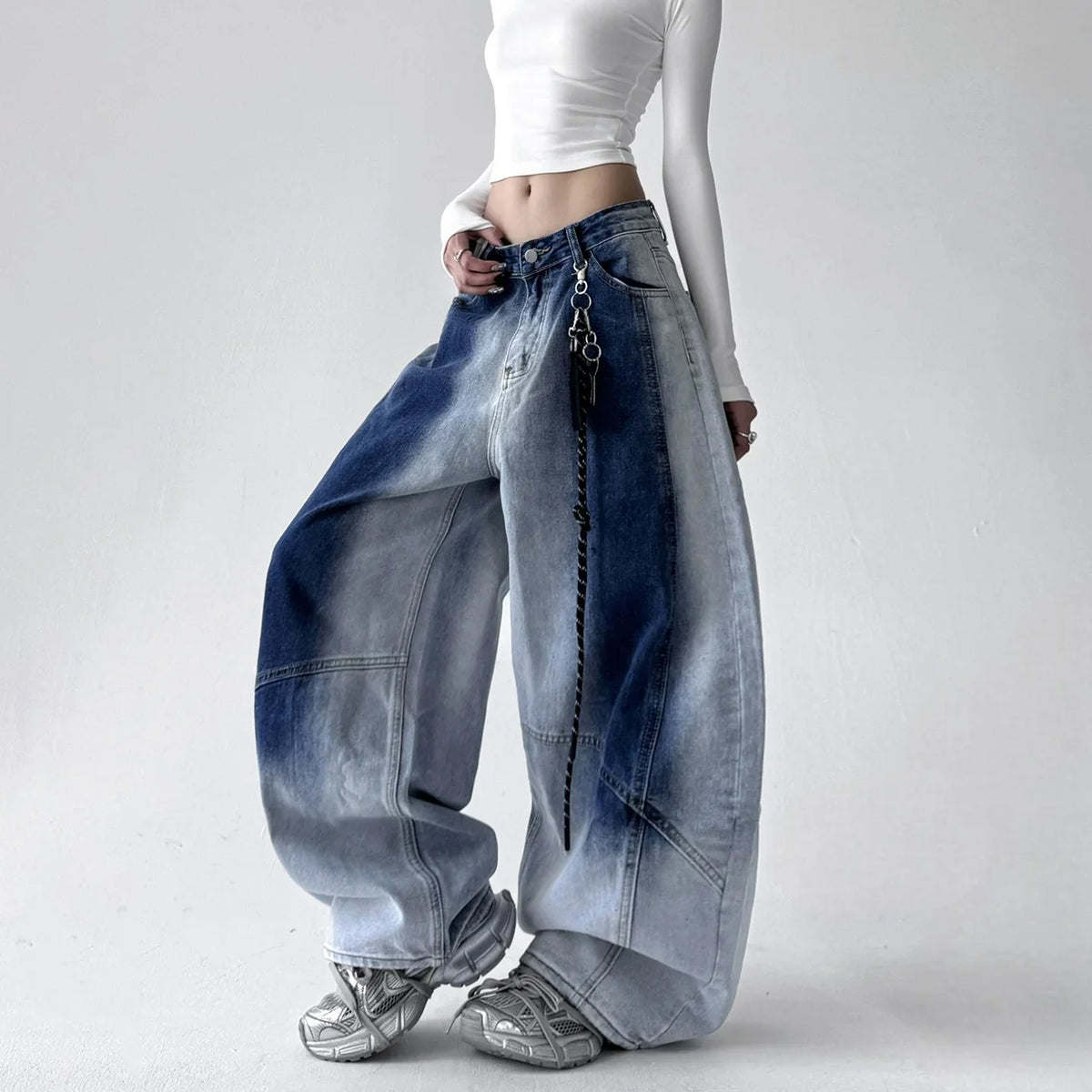 Women's Wide Leg Jeans | Baggy Denim Belted