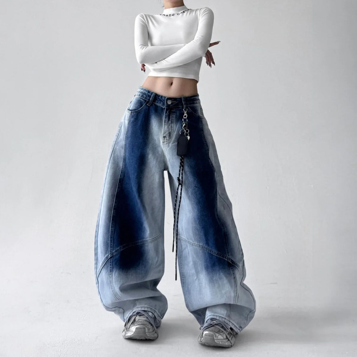 Women's Wide Leg Jeans | Baggy Denim Belted