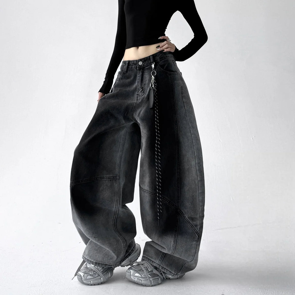 Women's Wide Leg Jeans | Baggy Denim Belted