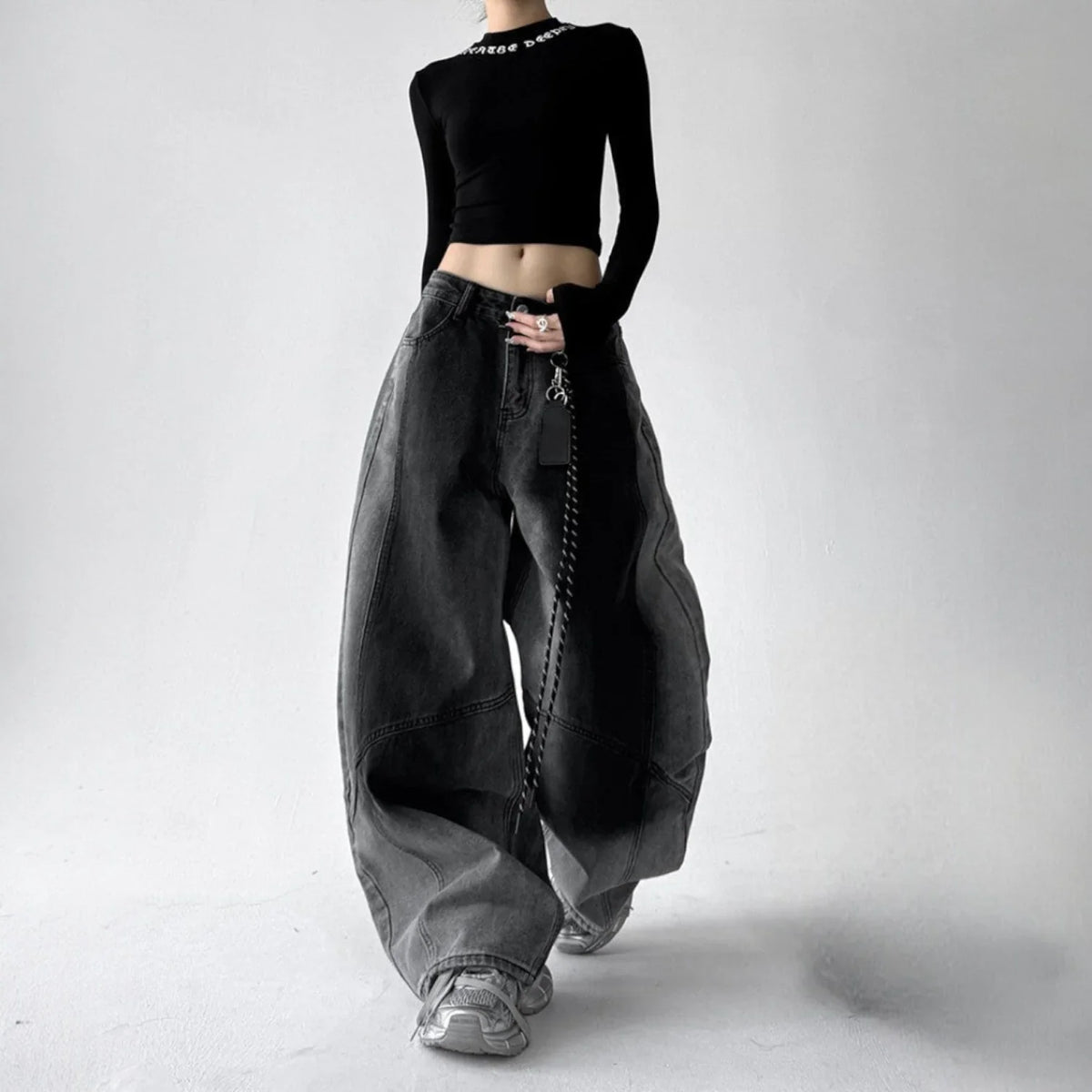 Women's Wide Leg Jeans | Baggy Denim Belted