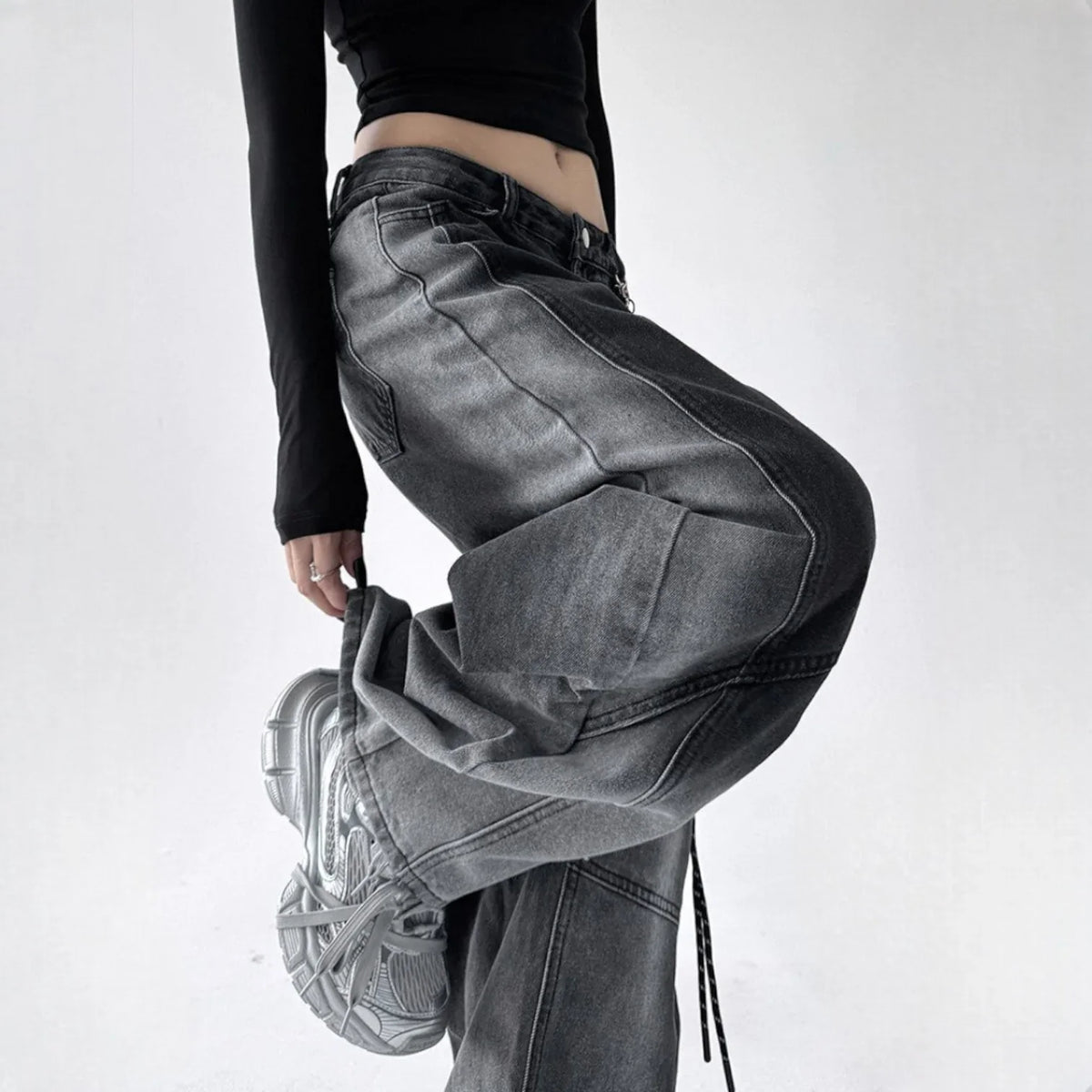 Women's Wide Leg Jeans | Baggy Denim Belted