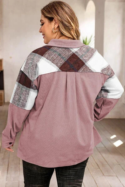 Women's Winter Jacket | Plaid Corduroy Button Front