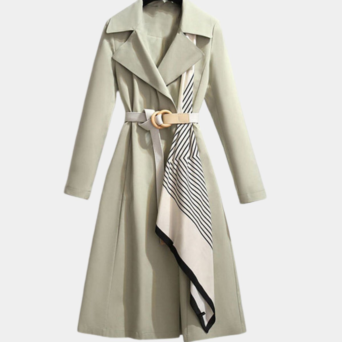 Women's Belted Midi Relaxed-Fit Long-Sleeve Trench Coat
