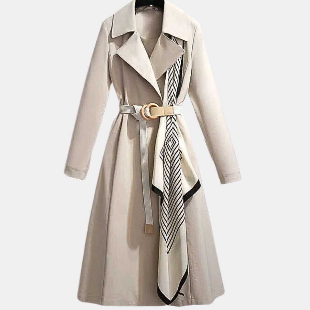 Women's Belted Midi Relaxed-Fit Long-Sleeve Trench Coat